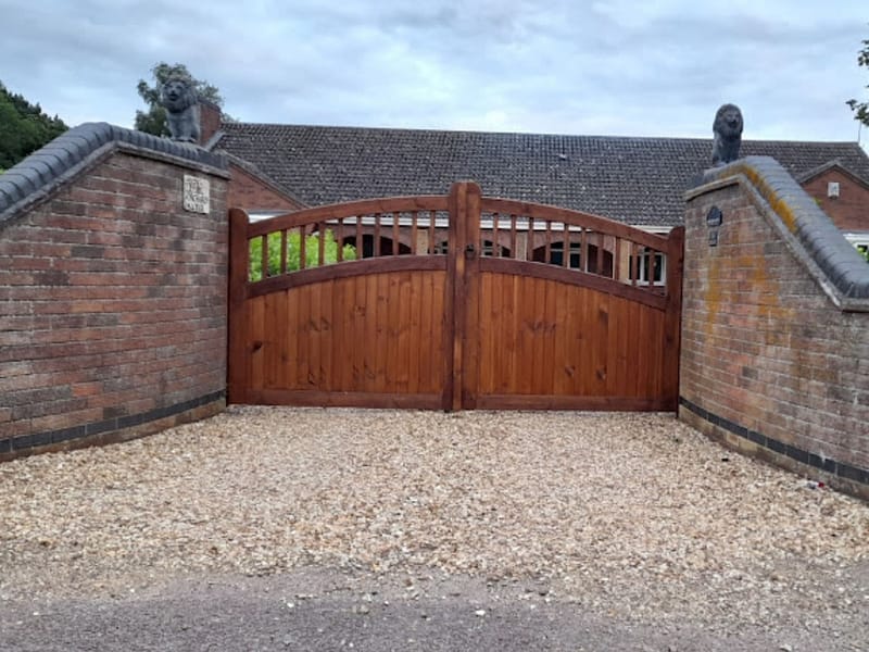 Wooden driveway gates